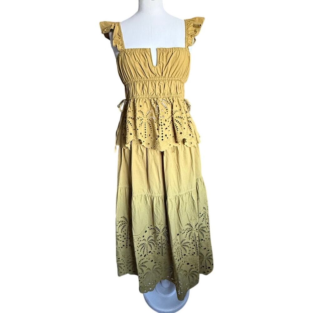 Moon River Green Tropical 2 Piece Set Cutout Skirt & Top (sz M) 463